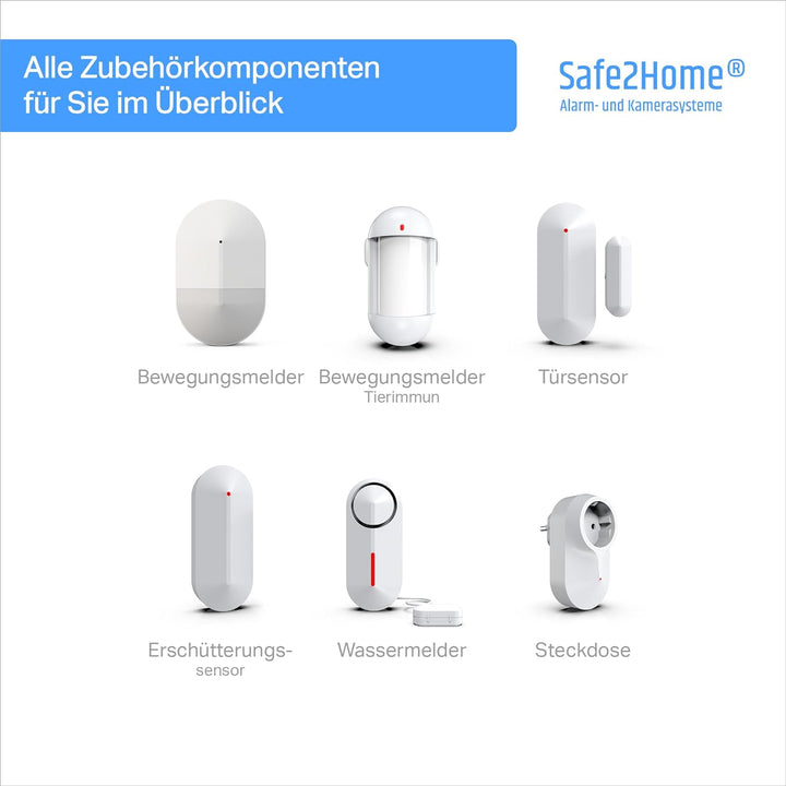 Safe2Home Wassermelder für Funk Alarmanlage Serie SP310 - Wasser Detektor Sensor für Keller, Bad, Kü