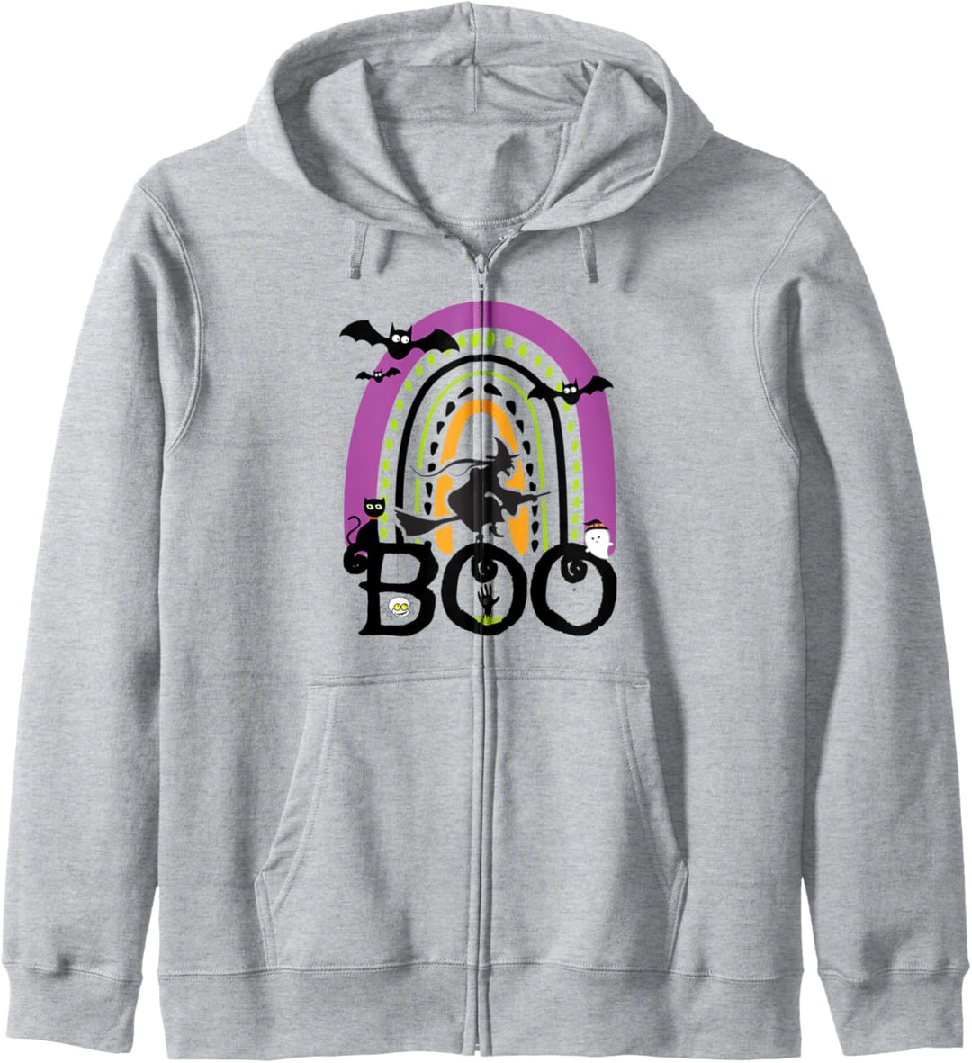 Halloween Rainbow BOO Lustige Hexe Geist Schwarze Katze Spinnennetz Kapuzenjacke