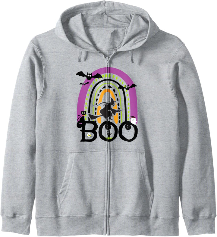 Halloween Rainbow BOO Lustige Hexe Geist Schwarze Katze Spinnennetz Kapuzenjacke
