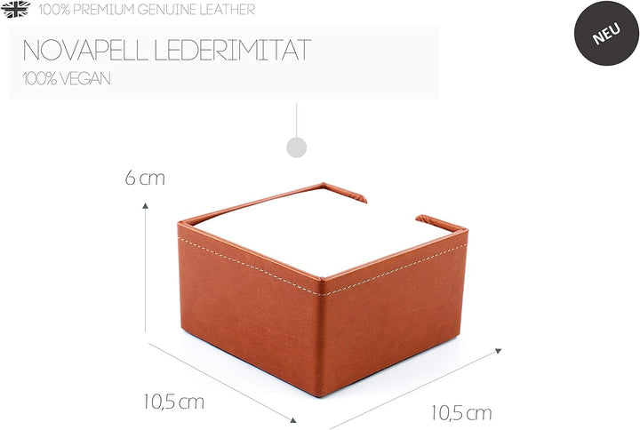DELMON VARONE - Zettelkasten aus veganem Kunstleder Braun - Zettelbox inkl. 500 Blatt Papier - Notiz