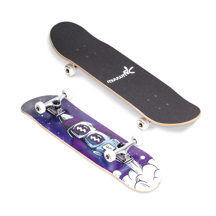 muuwmi ABEC 5 Skateboard mit Rucksack, Unisex, Wave-Design Rakete, Rakete