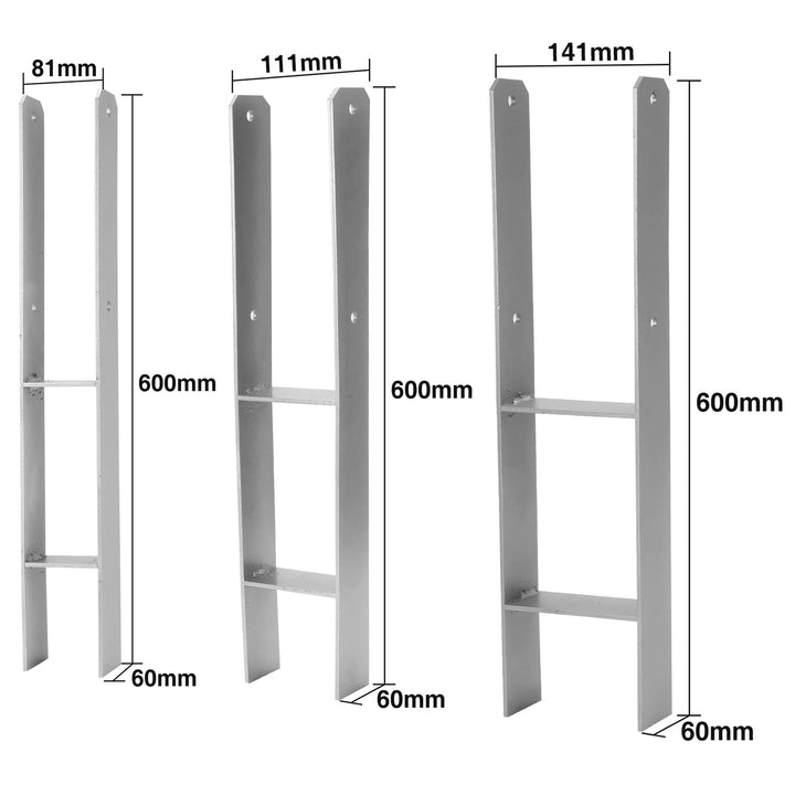 Herrselsam H-Anker Pfostenträger 600mm Länge, Materialstärke 4.7mm für stabile Holzkonstruktionen(6