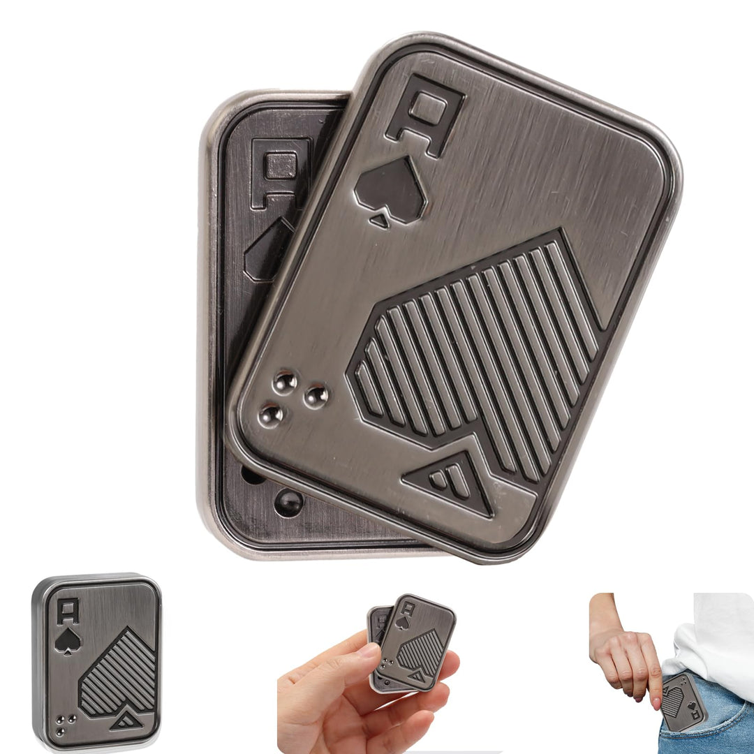 Metall-Fidget-Slider, Pop-Fidget-Spielzeug Poker Push Card für Jugendliche und Erwachsene, Geschenk
