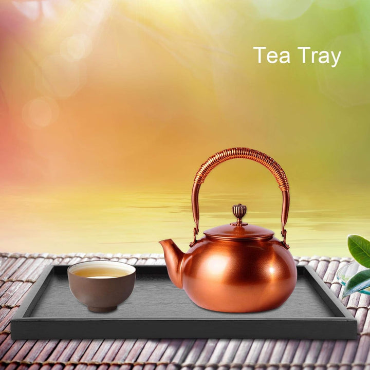 Raguso Rechteckform Tablett Schwarz Massivholz Tee Tablett Kaffee Snack Essen Mahlzeiten Mehrzweck-S