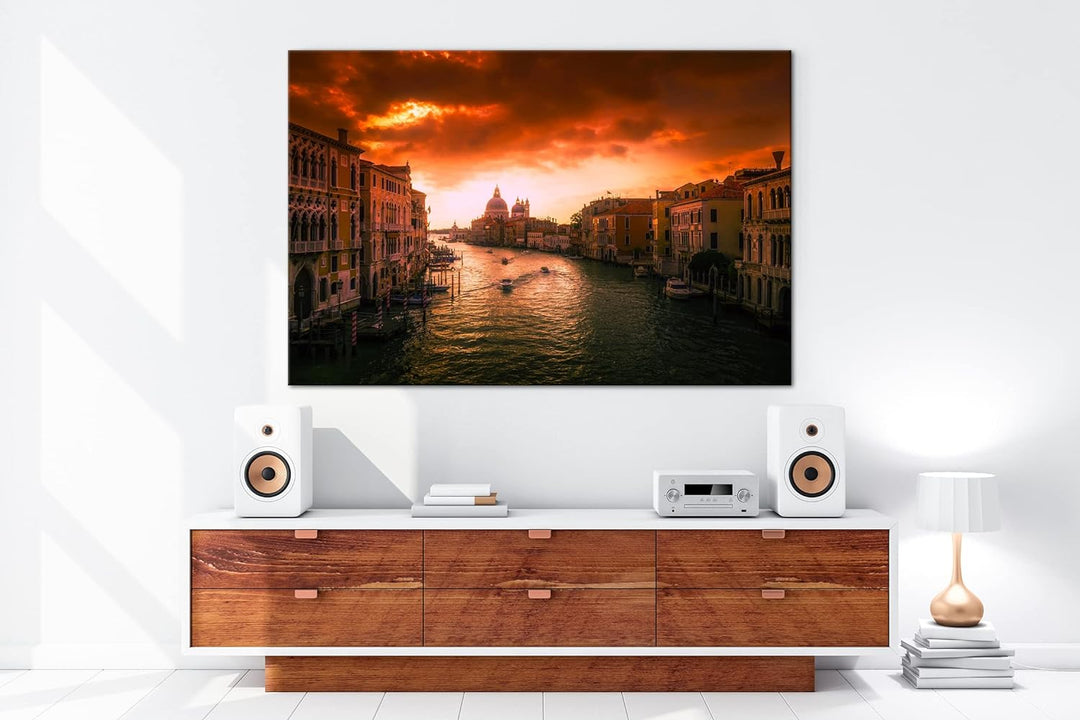 deyoli Flusslauf in Venedig Format:90x60 cm als Leinwandbild, Motiv fertig gerahmt auf Echtholzrahme