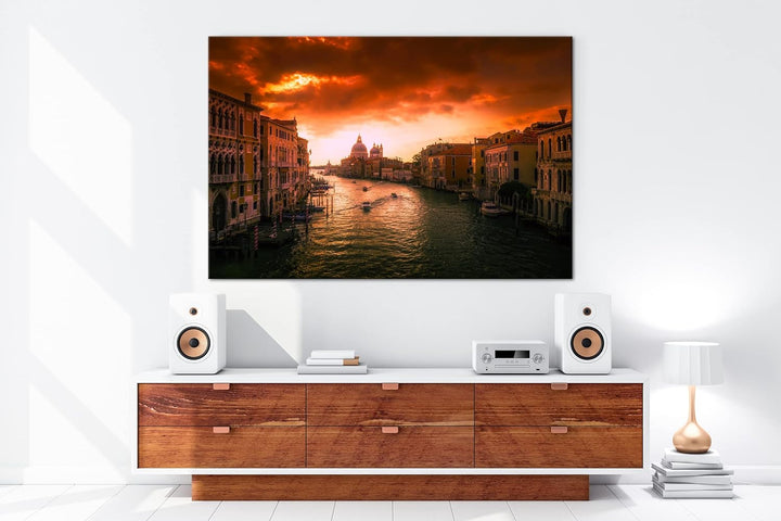 deyoli Flusslauf in Venedig Format:90x60 cm als Leinwandbild, Motiv fertig gerahmt auf Echtholzrahme