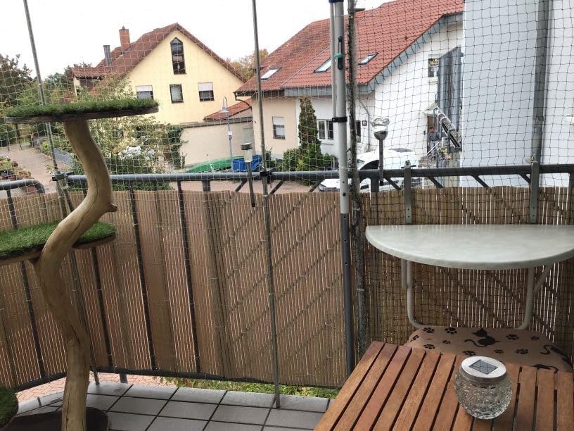 Edelstahl Balkon Katzen Netzhalter für Runde Stäbe bis 38mm Ø, Spreizung bis 50mm, Silber/Schwarz, K