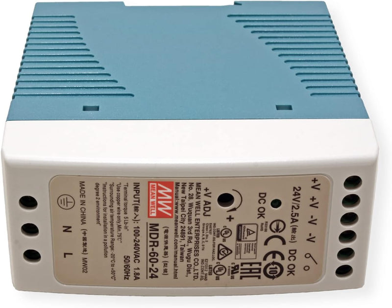 TRENDnet TI-M6024 60 W industrielles DIN-Rail-Netzteil mit Einfachausgang, Universeller AC-Eingang,