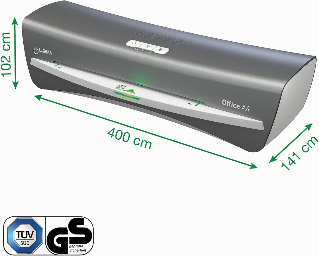 Leitz A4 Laminiergerät, Für 80 bis 125 mic Laminierfolien, inkl. Laminierhüllen Starterkit, schnelle