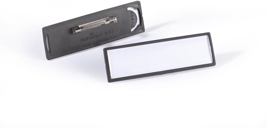 Durable Namensschild Clip-Card (mit Plattennadel, 17 x 67 mm) Packung à 25 Stück, schwarz, 813301, P