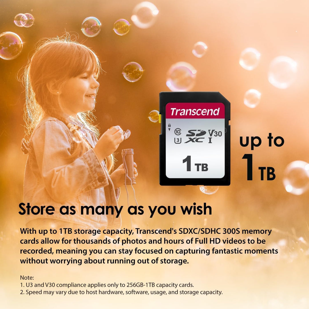 Transcend 32GB SDHC 300S Speicherkarte UHS-I, C10, U3, V30, 4K, Full HD, bis zu 95/40 MB/s (ideal fü