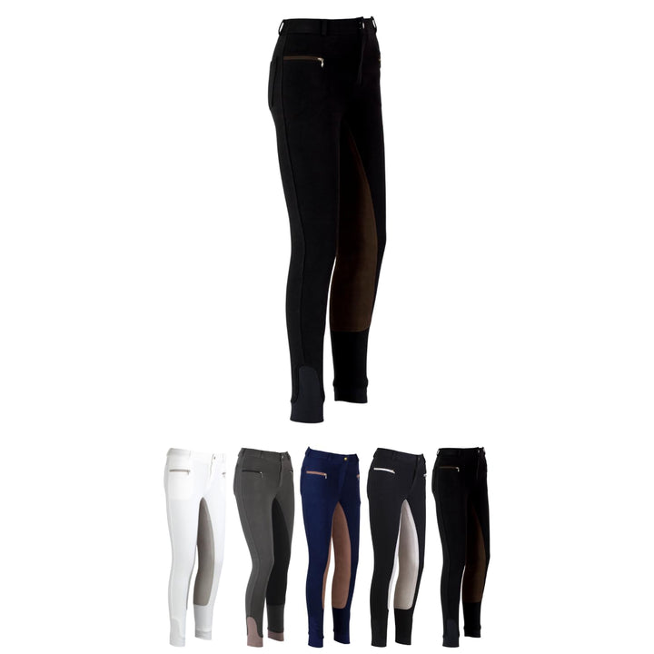RL24 Damen Reithose Vollbesatz Flex BASICLINE 38 Schwarz/Dunkelbraun, 38 Schwarz/Dunkelbraun