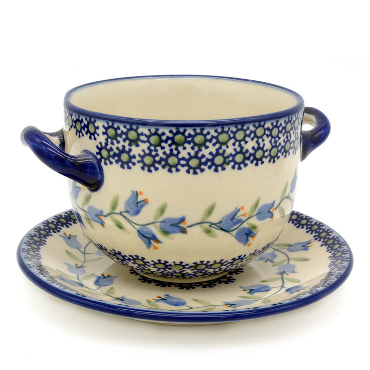 Bunzlauer Keramik Suppentasse mit Untertasse (Dekor Agnes)