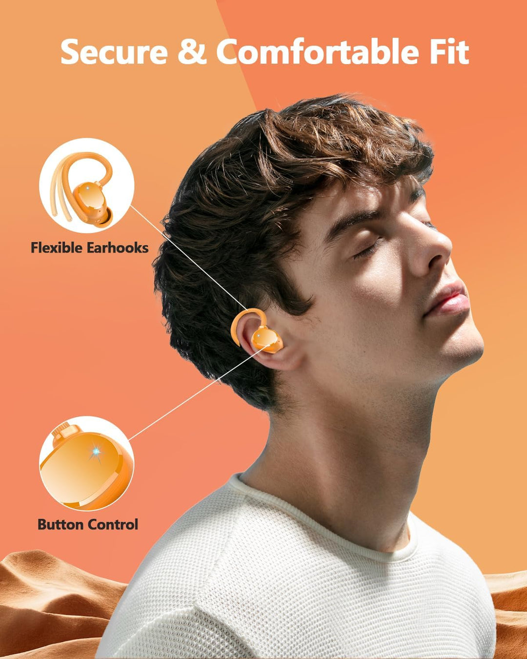 Bluetooth Kopfhörer Sport, In Ear Kopfhörer Kabellos Bluetooth 5.3 Kabellose Kopfhörer mit 4 Mic, 12