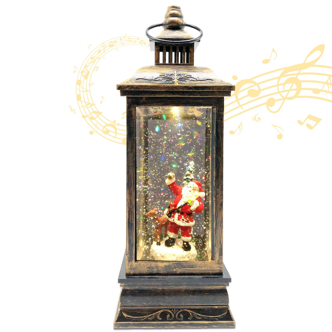 Marsyu Weihnachts Schneekugel Laterne, musikalisch beleuchtet mit Timer, rotierende Weihnachtsmann W