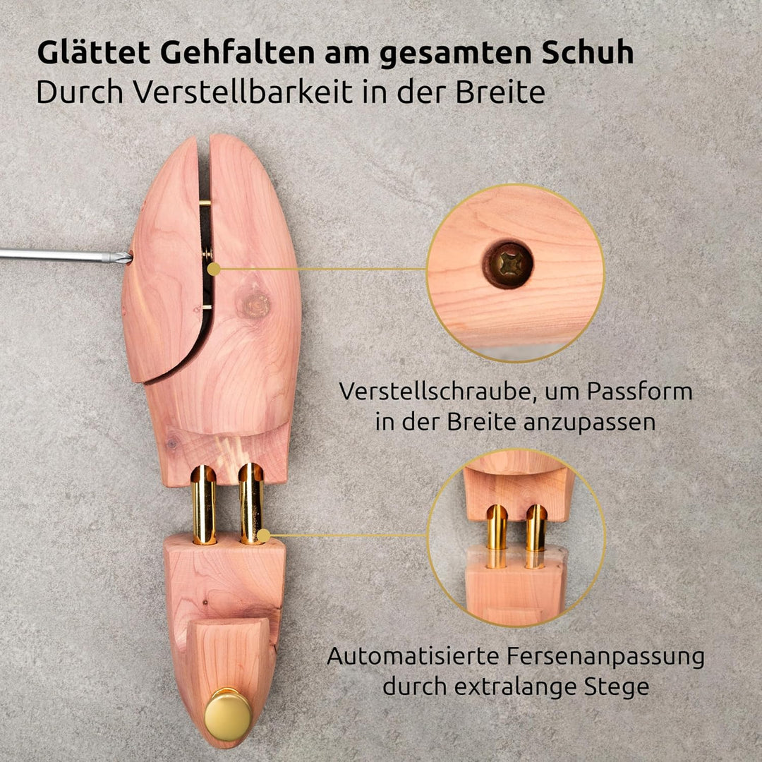 Langer & Messmer Schuhspanner aus Zedernholz für Herren und Damen inkl. Reiseschuhlöffel aus Zedernh