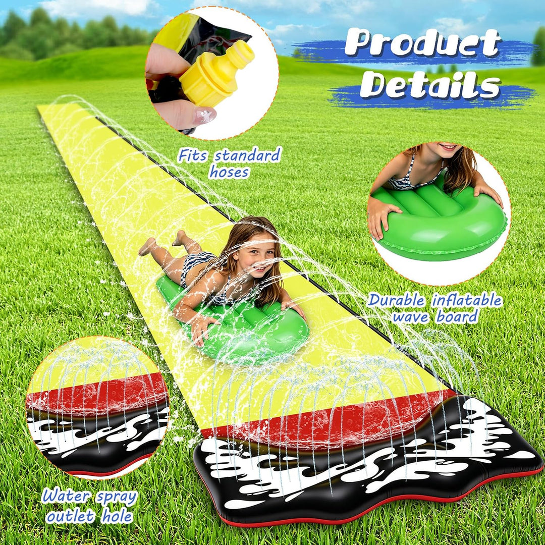 Wasserrutsche Garten für Kinder, 480 * 71cm Wasserrutschmatte mit 2 Bodyboards, Wasserrutsche Kinder