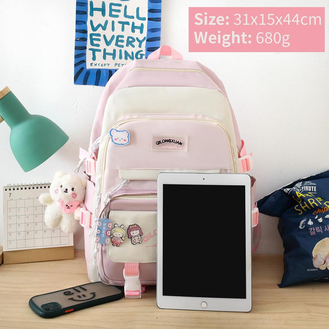 IvyH Schulranzen-Set 5-teilig, Schultasche Mädchen Rucksack Schule Teenager Schulrucksack für Mädche