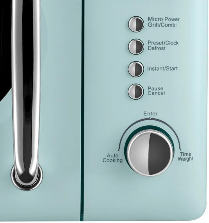 Vintage Cuisine Retro-Mikrowelle mit Display, 700W, 16L, Grillfunktion, Abtaufunktion, Metall, Glas-