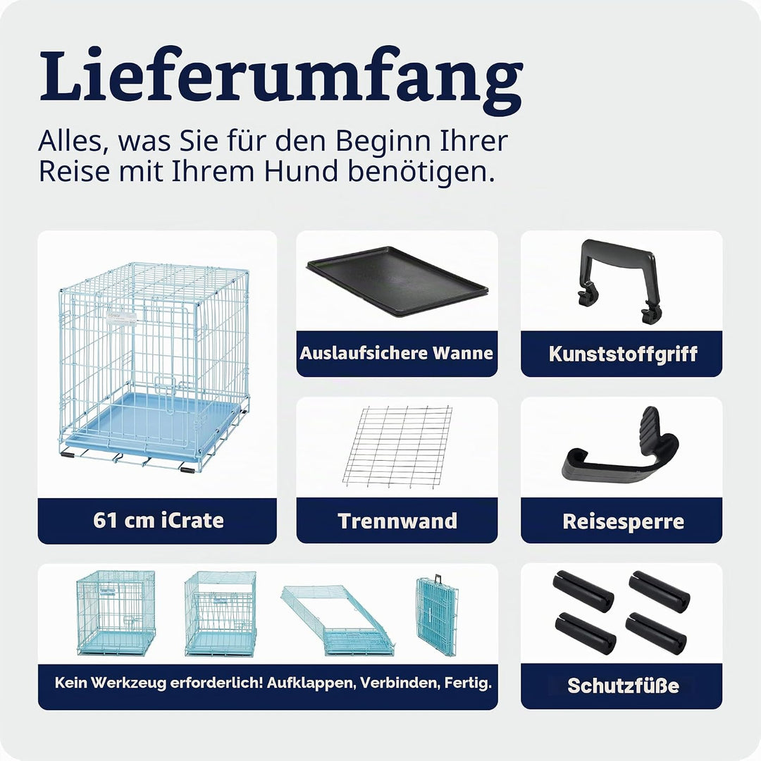 MidWest Homes for Pets iCrate Modell 1524BL Hundebox, ca. 61 cm lang, mit Einzeltür, auslaufsicherer
