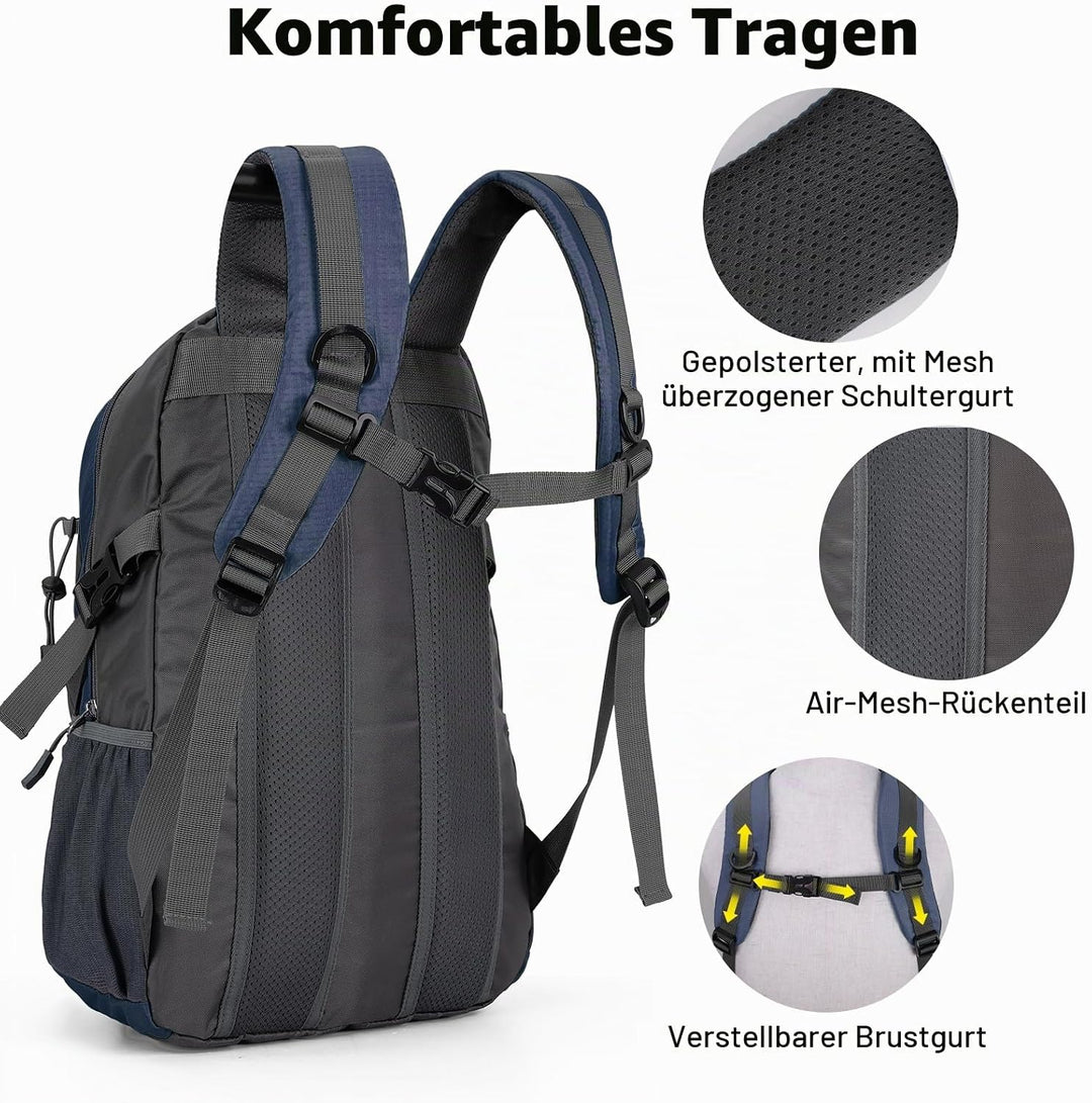 25L Wandernrucksack Damen Herren, Outdoor Rucksäcke Tagesrucksäcke, Wasserdichter Reiserucksack für