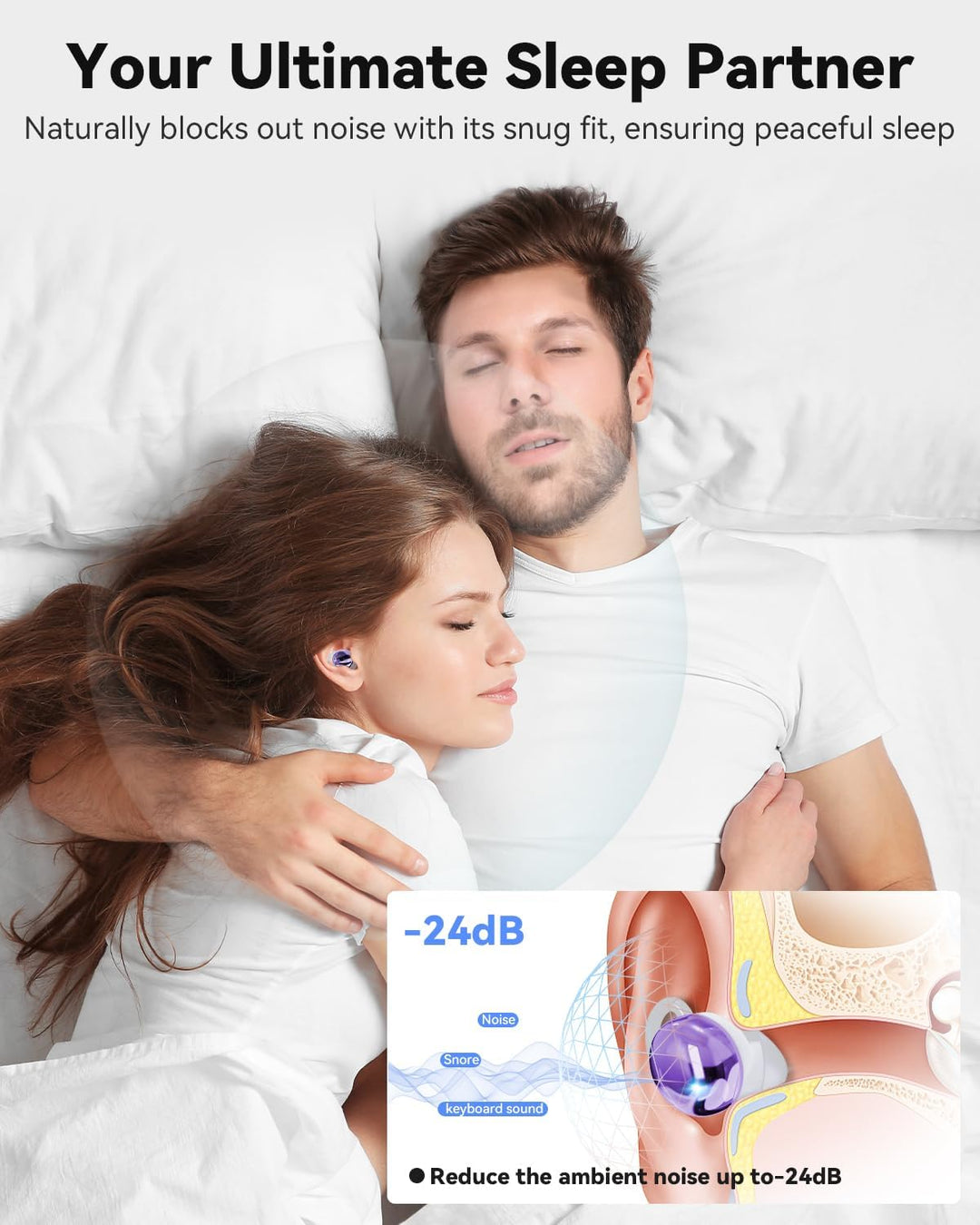 MONODEAL Schlafkopfhörer Bluetooth 5.4 Sleep Earbuds, Weiche Kopfhörer Schlafen Sleepbuds, Unsichtba