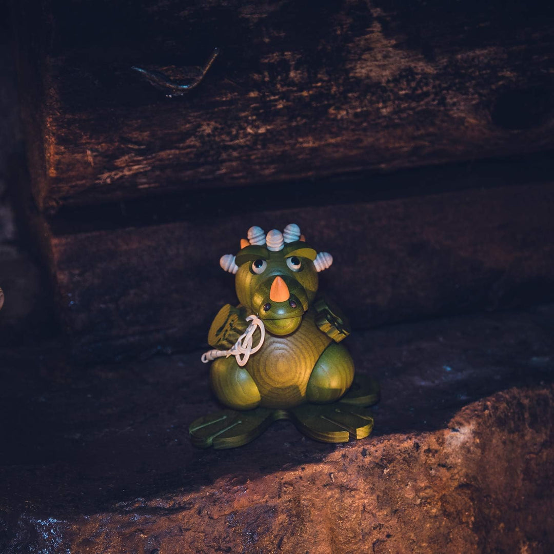 Seiffener Volkskunst | Kugelräucherfigur 11 cm | Räucherdrache | Räuchermännchen | Original Erzgebir