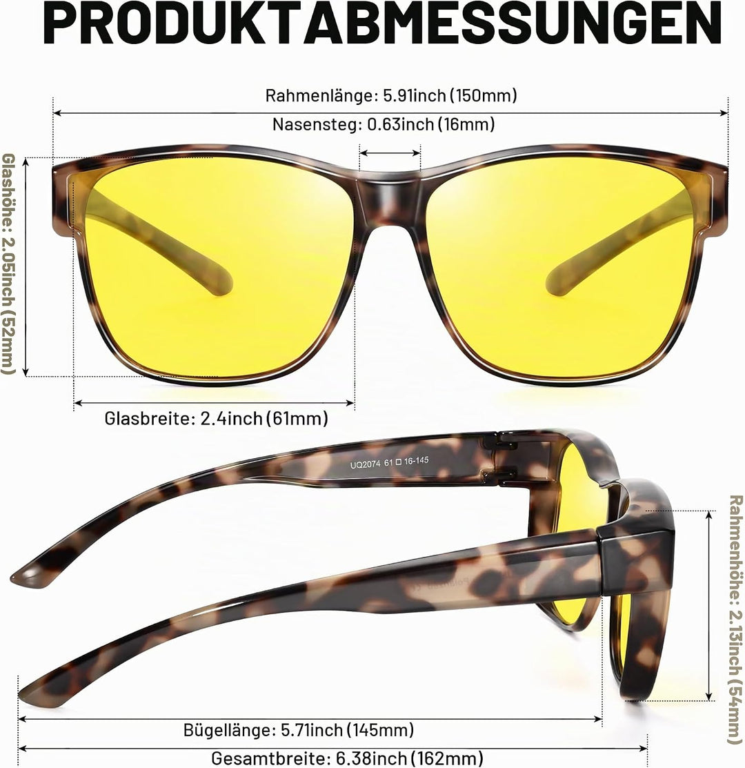 URUMQI Nachtsichtbrille für Autofahrer, Nachtfahrbrille Nachtbrille zum Autofahren Damen Herren, Aut