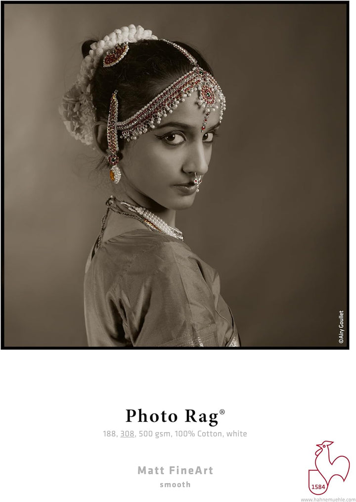 Hahnemühle 10641619 Digital FineArt Photo Rag Papier, 308 g/m², DIN A4, 210 x 297 mm, weiss, 210 x 2