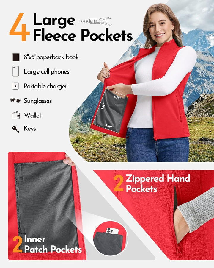 Outdoor Ventures Damen Weste Fleece Outdoor Polar Fleeceweste Ärmellos Jacke Luafwesten für Frauen S