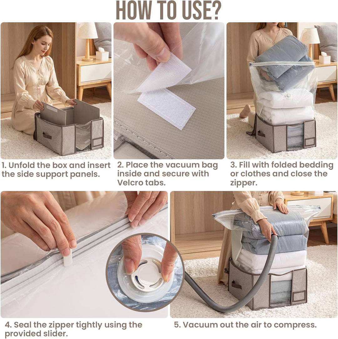TAILI akuumbeutel für Kleidung mit Aufbewahrungsbox 2 in 1 Design 40 x 42 x 25 CM Vakuumbeutel für B