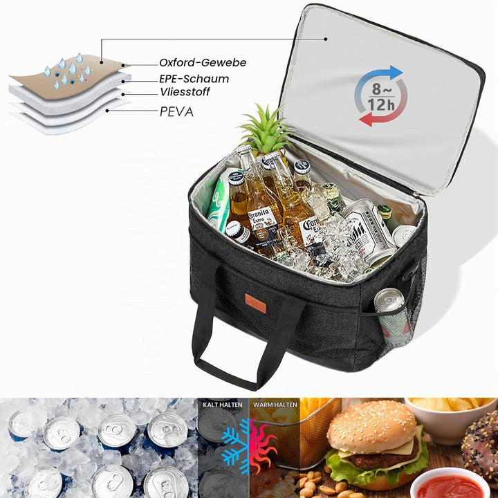 30L Lsolierte Picknick-Kühltasche Kühlbox Faltbar Cooler Bag Isoliertasche Kühlkorb Kühlbox isolierb