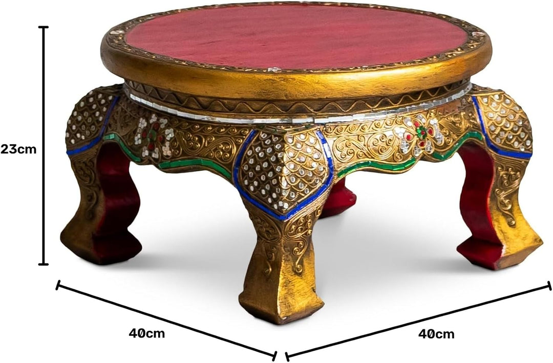 livasia Runder Opiumtisch, Beistelltisch, Glasmosaiktisch, Nachttisch, Hocker (mittelerer Tisch) 40c