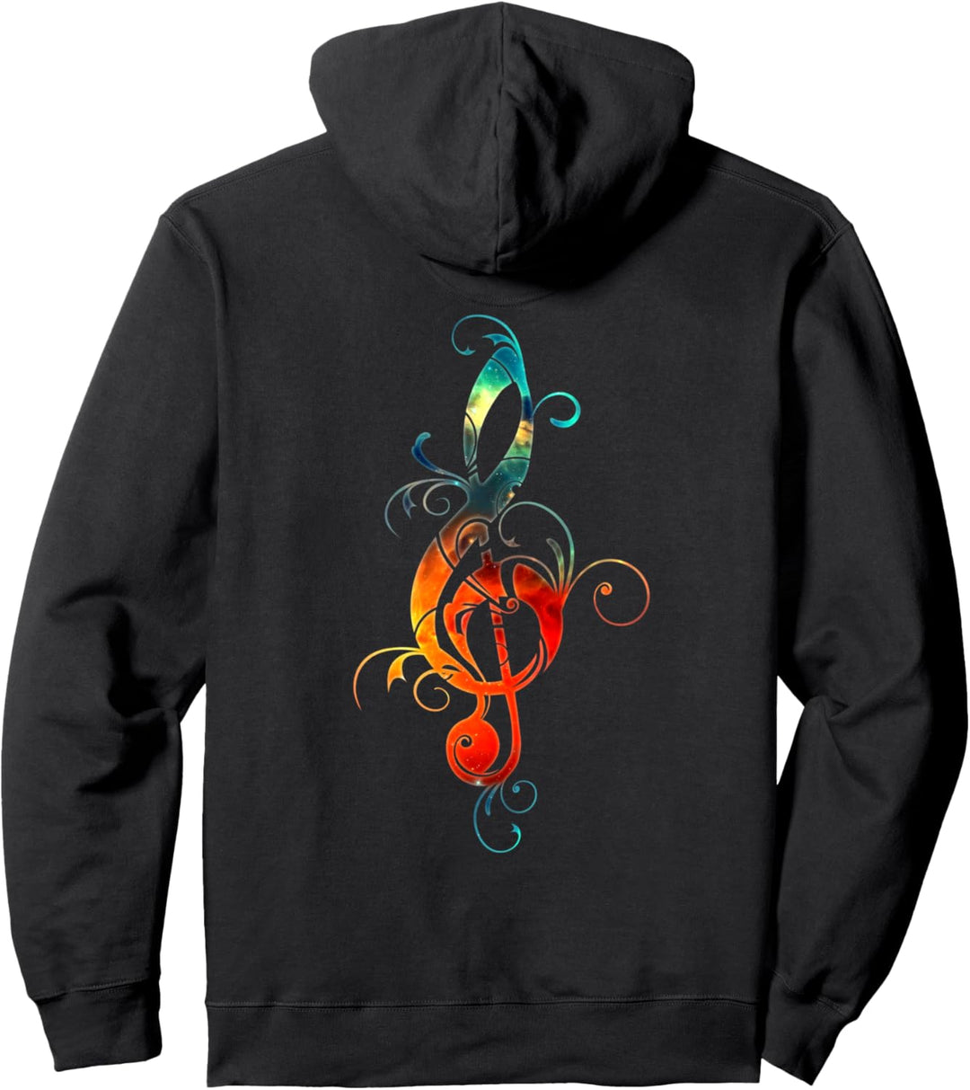 Violinschlüssel, Notenschlüssel, floral, Musik, Musiknote, Pullover Hoodie