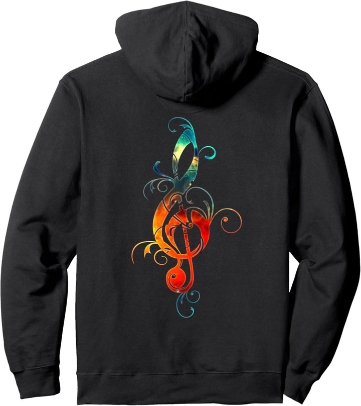 Violinschlüssel, Notenschlüssel, floral, Musik, Musiknote, Pullover Hoodie