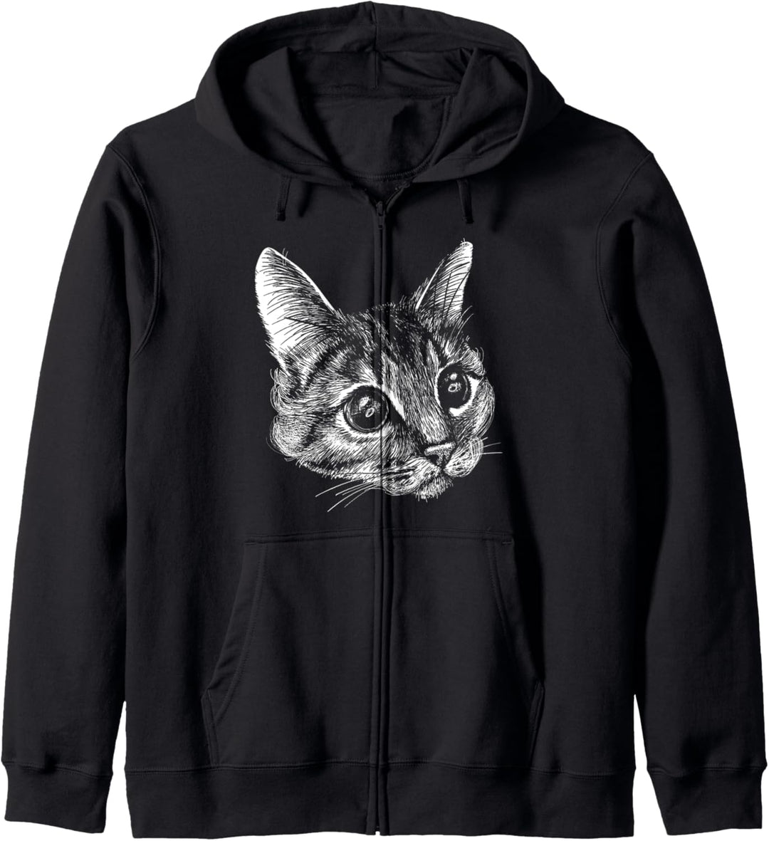 Katzengesicht mit grossen Augen, Zeichenstil Kapuzenjacke