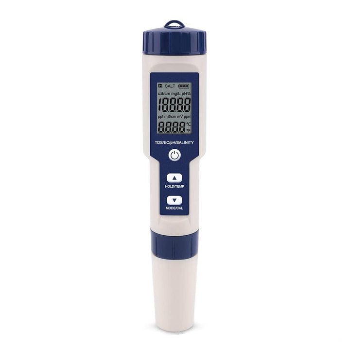 Meichoon 5 in 1 TDS/EC/PH/Salzgehalt/Temperaturmessgerät Digitaler Wasserqualitätsmesser Tester für