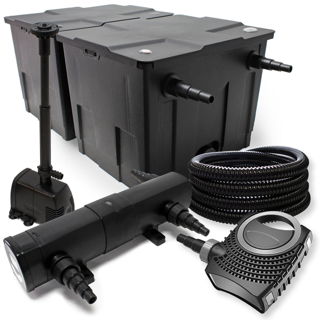 Wiltec Komplettset: CBF-350B Teichfilter bis 60000 L Teichfilteranlage, NEO10000 Teichpumpe 10000l/h