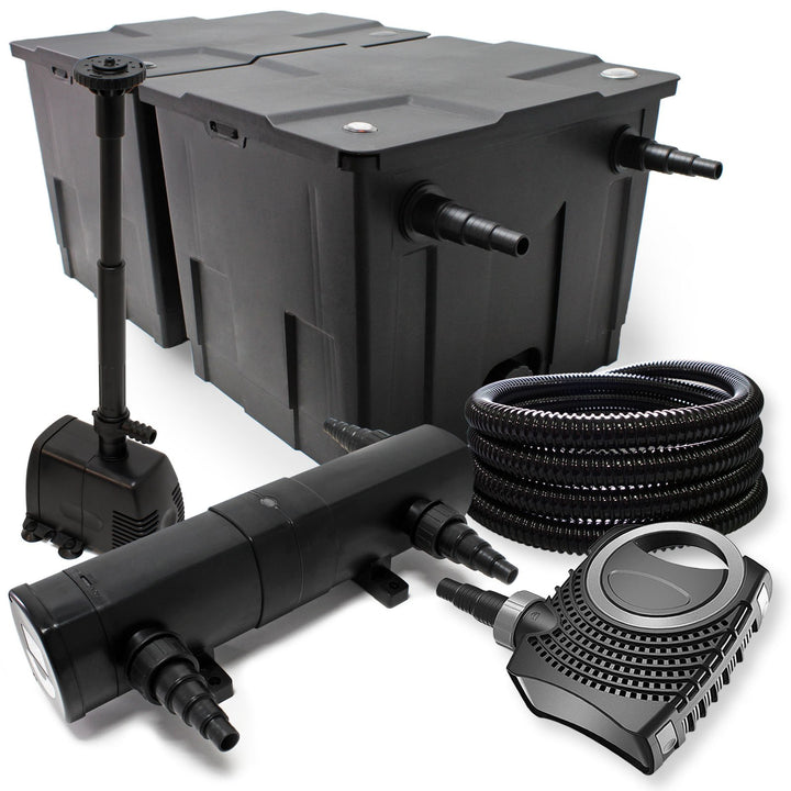 Wiltec Komplettset: CBF-350B Teichfilter bis 60000 L Teichfilteranlage, NEO10000 Teichpumpe 10000l/h