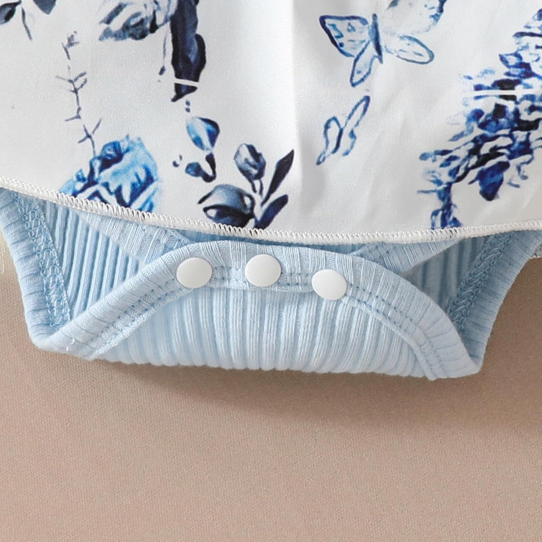 Neugeborenes Baby Mädchen Kleidung Sets Rüschen Kurzarm Tops Blumen Hosenträger Shorts mit Stirnband