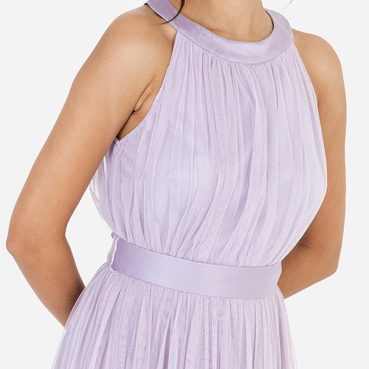 Anaya with Love Damen Ladies Maxi Dress for Women Halter Neck Long Sleeveless with Belt A Line Eveni