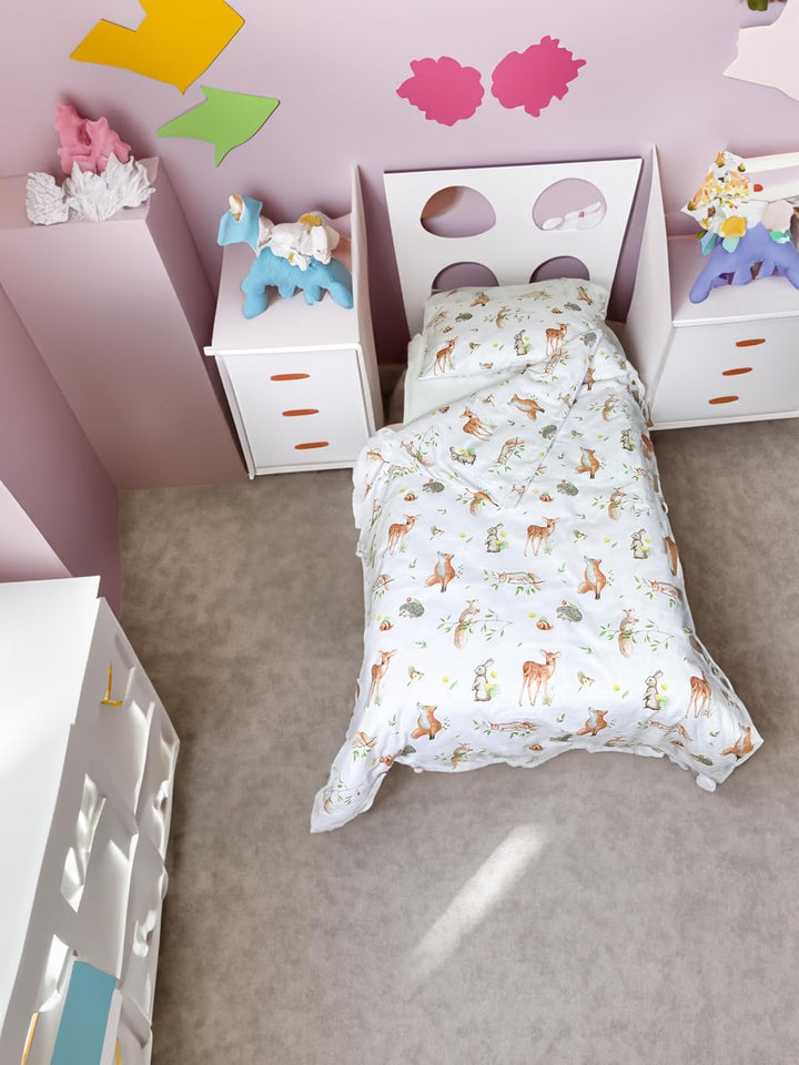 Kinderbettwäsche 90x120 + 40x60 | 100% Baumwolle Weiche &amp; Farbenfrohe Bettwäsche für Babys | Mädchen
