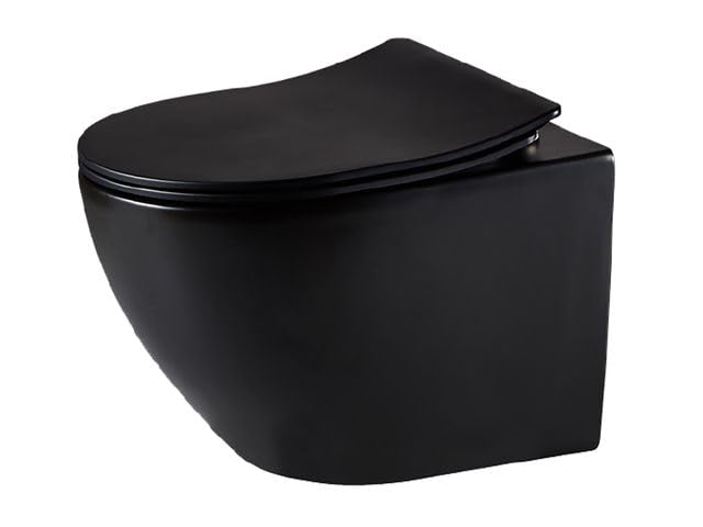 Primaster Wand-Tiefspül WC Prag Matt Schwarz inkl. WC-Sitz mit Absenkautomatik