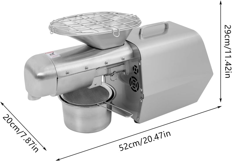 Automatische Ölpresse Maschine Elektrische 1800w Edelstahl Hot & Cold Pressen 220V für Walnüsse Erdn