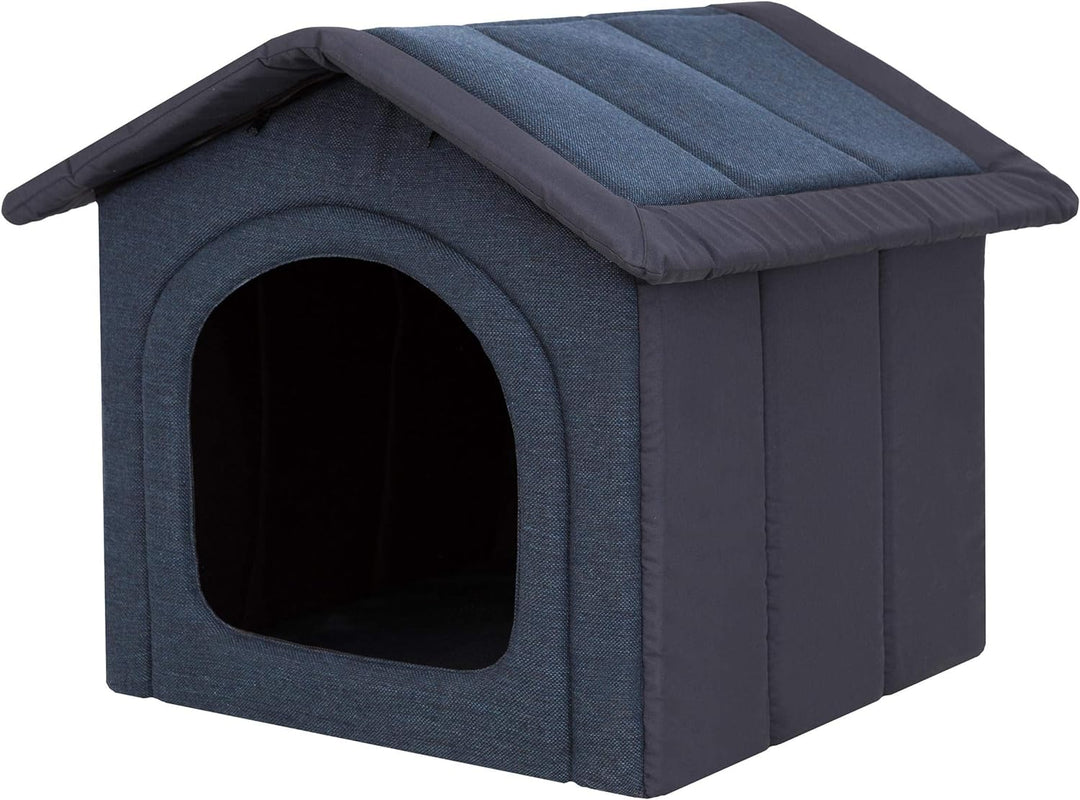 Hundehütte Hundehöhle Hundebett Hundehaus Katzenhöhle mittle M - 44x38 cm Navy blau M - 44x38x45 cm