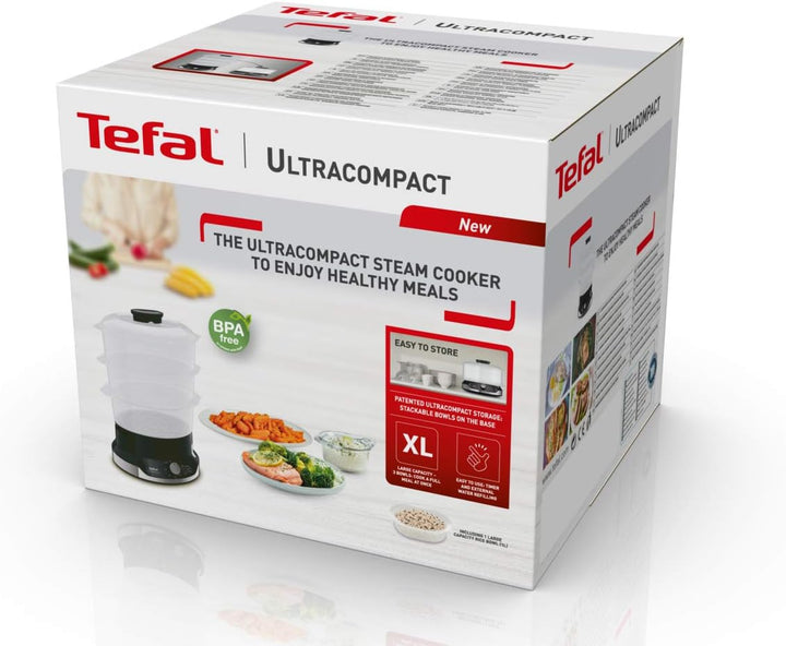 Tefal VC2048 Ultracompact Dampfgarer | Stapelbares Aufbewahrungssystem | Gesundes Kochen | 3 BPA-Fre