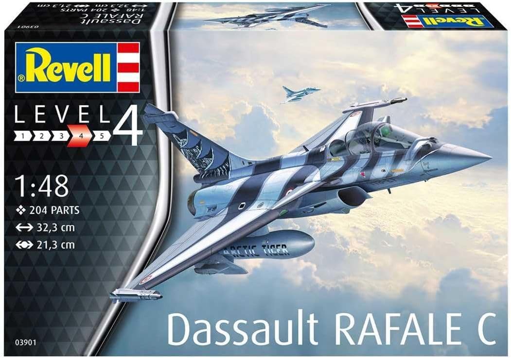 Revell RV03901 Modellbausatz Dassault Aviation Rafale C, Flugzeug im Massstab 1:48, Level 4, orginal