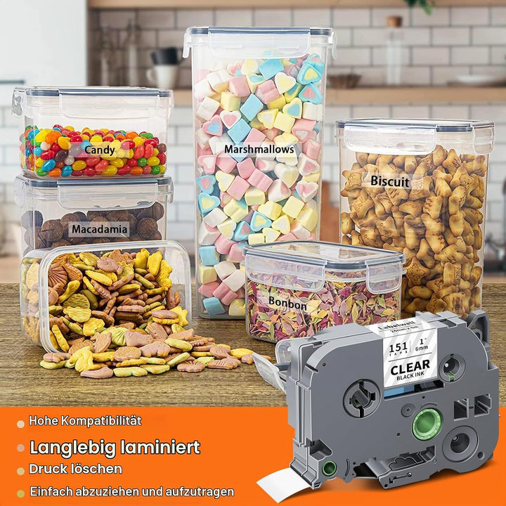 3x Labelwell Transparent 24mm kompatibel Schriftband Ersatz für Brother TZe-151 TZe151 TZ 24mm Clear