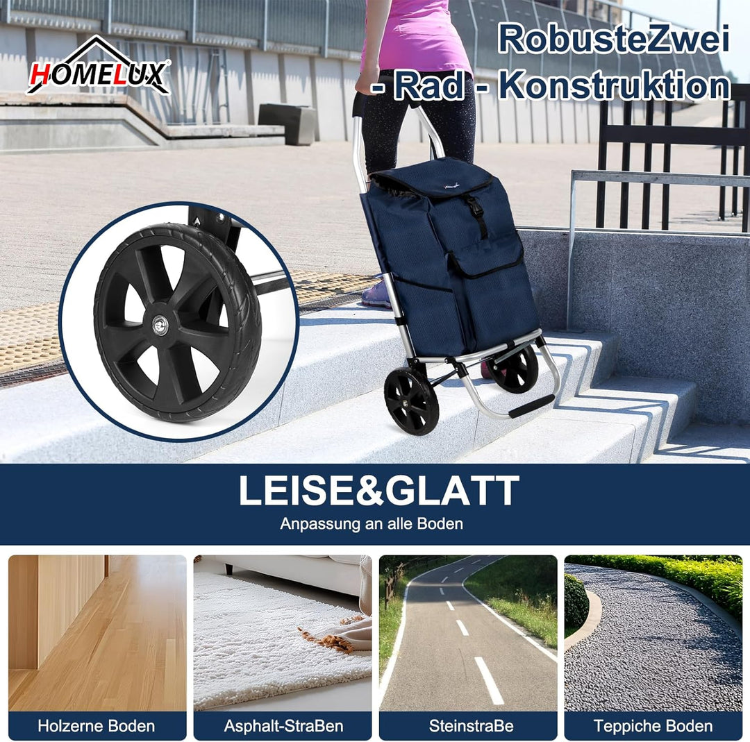 Einkaufstrolley, HOMELUX klappbar, Stabiler Einkaufswagen, grosse Kapazität 41 L, multifunktional, H