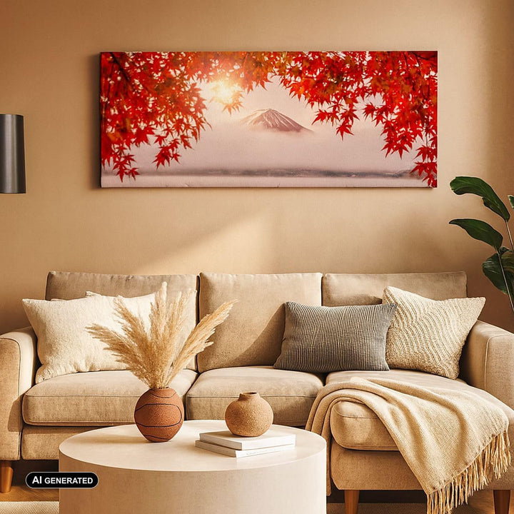 Wandbilder Dekoration Wohnzimmer Vulkan See Panorama Bilder auf Leinwand 120x50cm Leinwandbild mit R